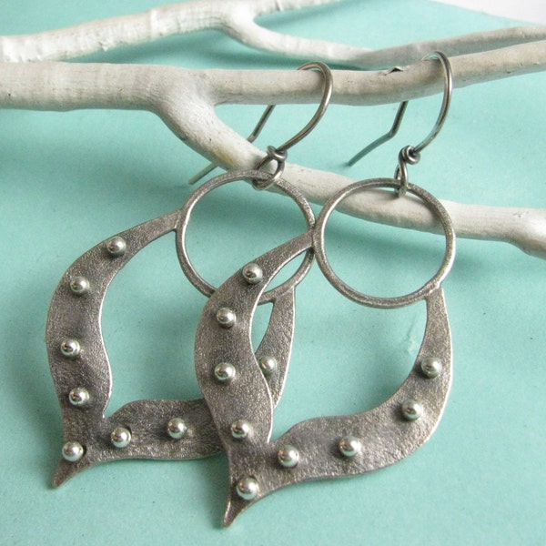 Sterling Silver Lotus Earrings, Exotic Petal Earrings, Modern Handcrafted Silver Jewelry