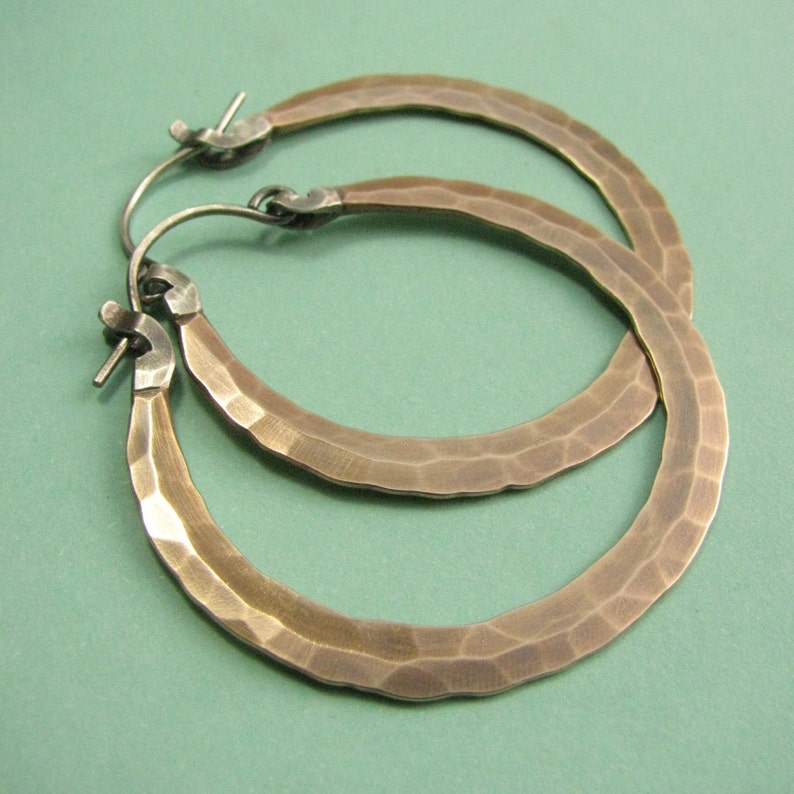 Large Rio Hammered Bronze Hoop Earrings. Big Hoops Etsy