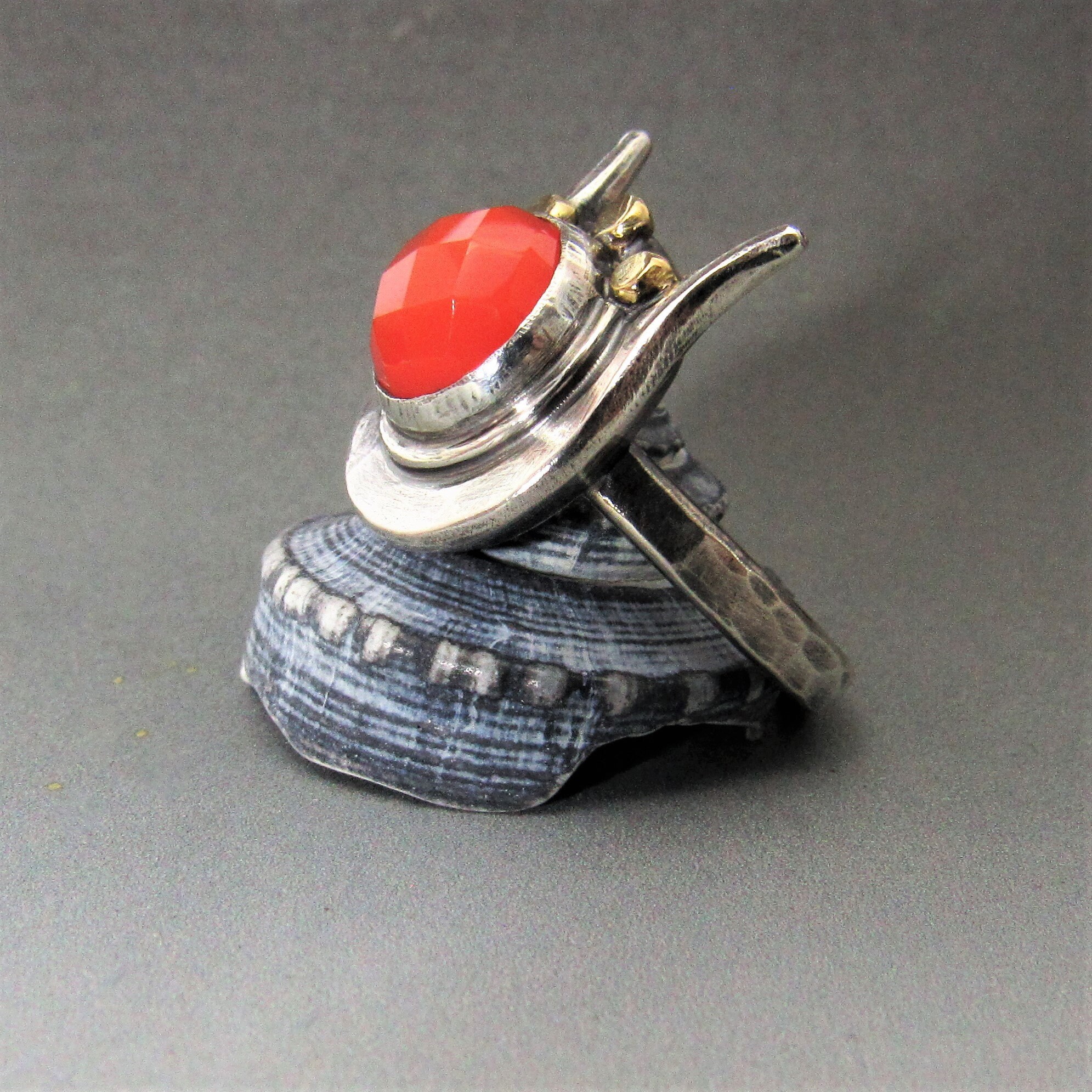 Hathor Argentium Silver and 18K Gold Carnelian Ring, Egyptian Mythology Jewelry - Etsy Hathor Argentium Silver and 18K Gold Carnelian Ring, Egyptian Mythology Jewelry - Etsy
