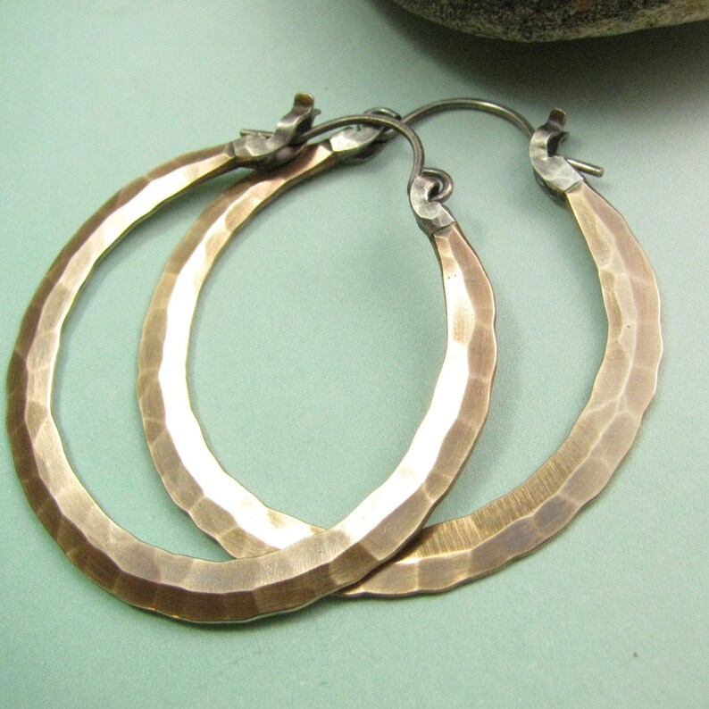 Large Bronze Rio Hoop Earrings Big Bronze Hoops Red Etsy