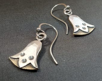 Mixed Metal Earrings, Bronze And Sterling Silver Lotus Jewelry By Mocahete