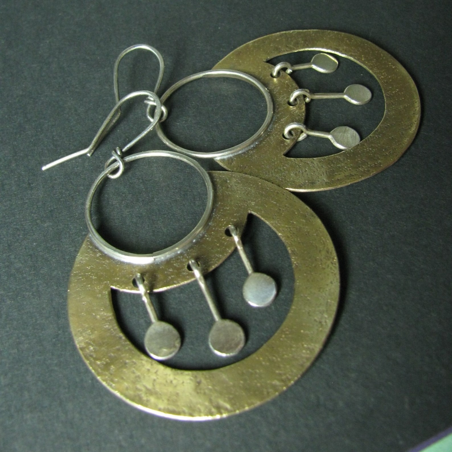 Large Statement Earrings Mixed Metal Earrings Exotic Etsy