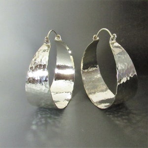 Extra Large Sterling Silver Hoop Earrings, Hammered Argentium Statement Earrings, Big Silver Hoops, Large Hoops, Silver Statement Jewelry