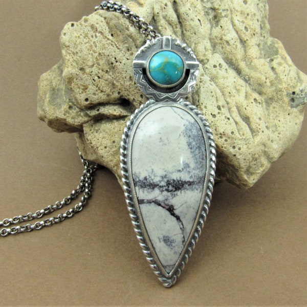 Pachamama, Jasper And Turquoise Necklace, Goddess Pendant, Argentium Sterling Silver, One Of A Kind