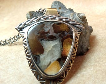 Mixed Metal Cobra Jasper Necklace – Bronze & Sterling Silver Pendant