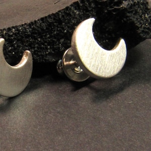 Argentium Sterling Silver Crescent Moon Stud Earrings For Men, Women, Unisex Jewelry