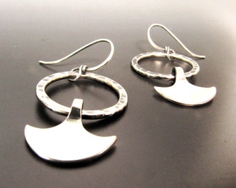 Argentium Sterling Silver Durga Hoops, Goddess Earrings