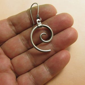 Sterling Silver Endless Spiral Earrings, Modern Argentium Earrings, Nature Inspired Contemporary Artisan Metalsmith Jewelry image 4