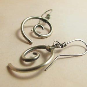 Sterling Silver Endless Spiral Earrings, Modern Argentium Earrings, Nature Inspired Contemporary Artisan Metalsmith Jewelry image 3