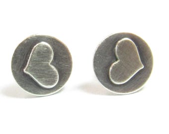 Sterling Silver Heart Earrings, Valentines Gift For Her, Small Heart Studs