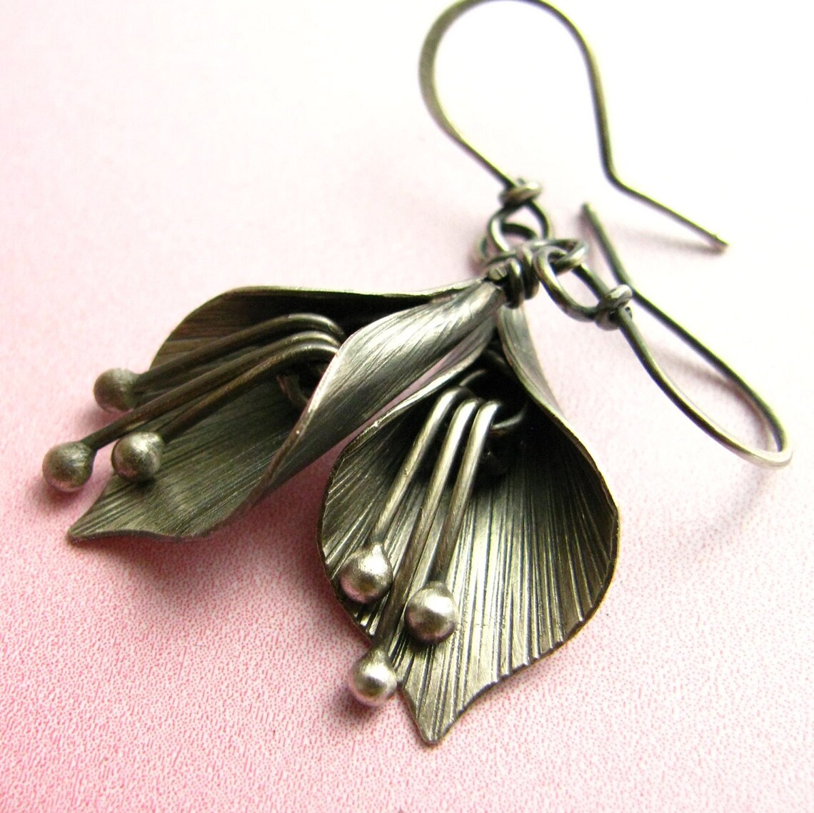 Sterling Silver Lily Earrings Artisan Metalsmith Contemporary Etsy