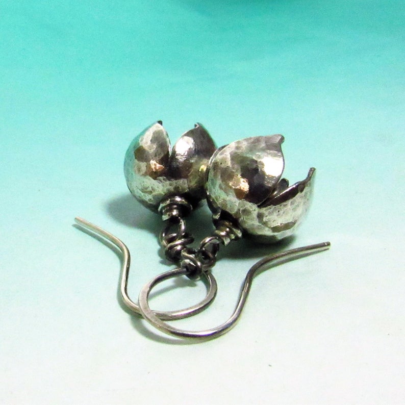 Floral Earrings Small Sterling Silver Bell Flower Earrings Sterling Silver Earrings Silver Flower Jewelry Argentium Earrings