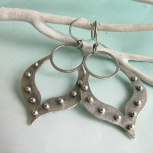 Sterling Silver Lotus Earrings, Exotic Petal Earrings, Modern Handcrafted Silver Jewelry image 2