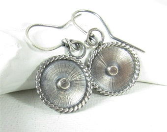 Modern Sterling Silver Disk Earrings, Edgy, Contemporary And Stylish Everyday Jewelry, Silver Circle