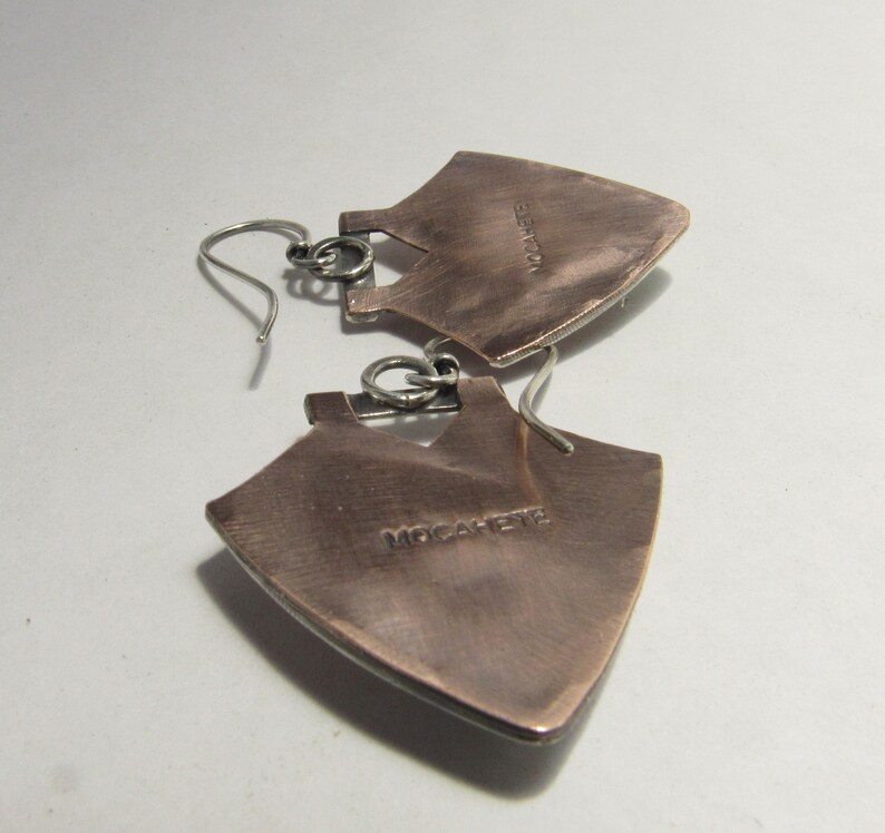 Mixed Metal Lemon Chrysoprase Earrings, Copper And Sterling Silver One Of A Kind Earrings image 6