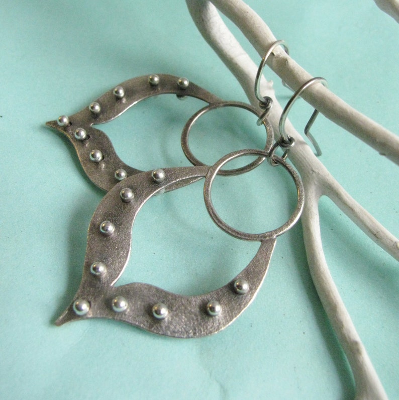 Sterling Silver Lotus Earrings, Exotic Petal Earrings, Modern Handcrafted Silver Jewelry image 4
