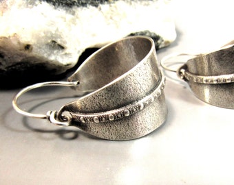 Argentium Sterling Silver Hoop Earrings Basket or Stirrup Style