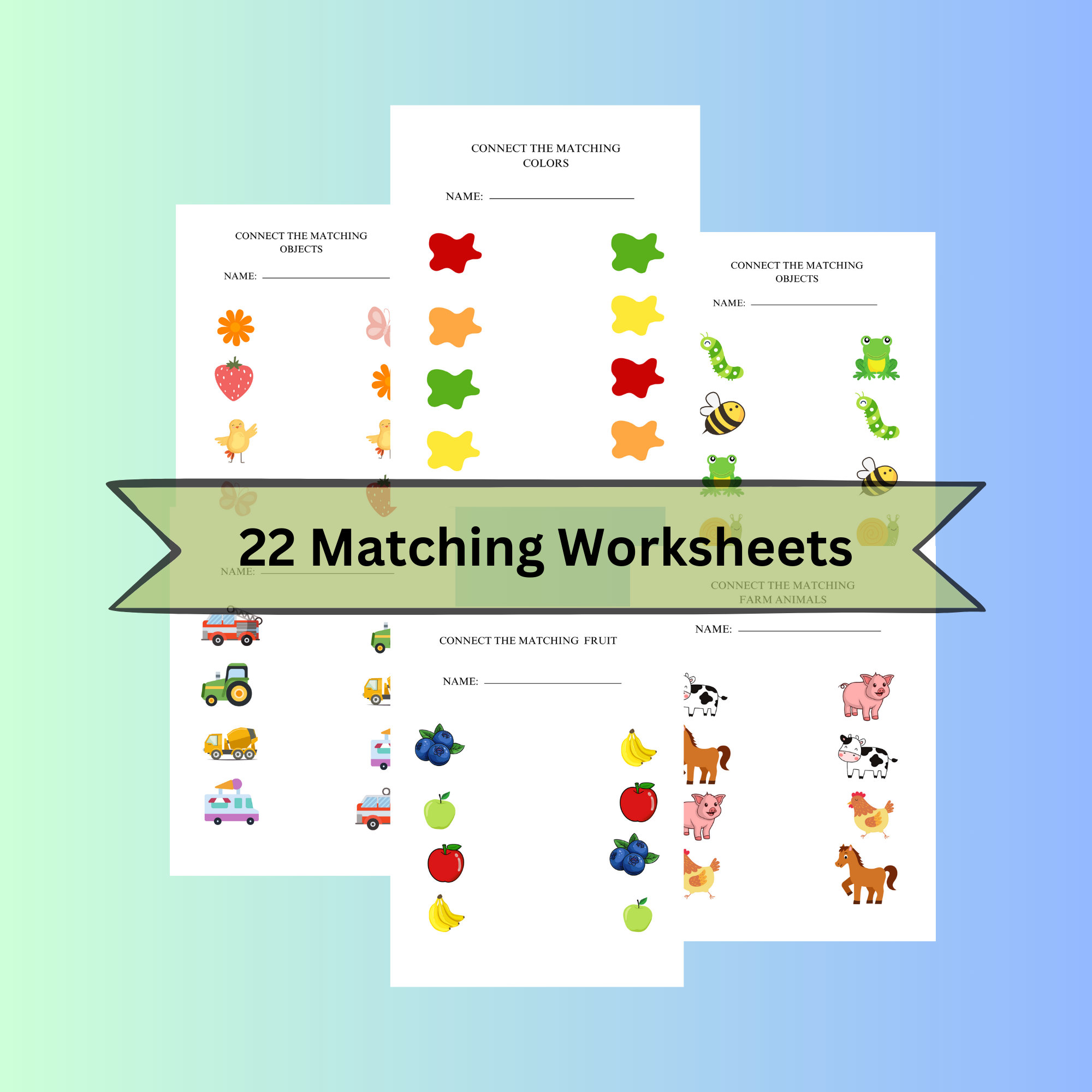 Digital Printable Matching Activity Worksheets Bundle - Etsy