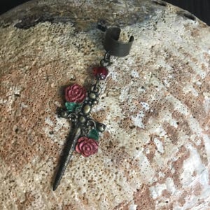 Gothic Cross Ear Cuff with Dagger Dark Alternative Jewelry Elegant Dagger and Cross Ear Cuff Edgy Fashion Accessory Gothic Statement Piece