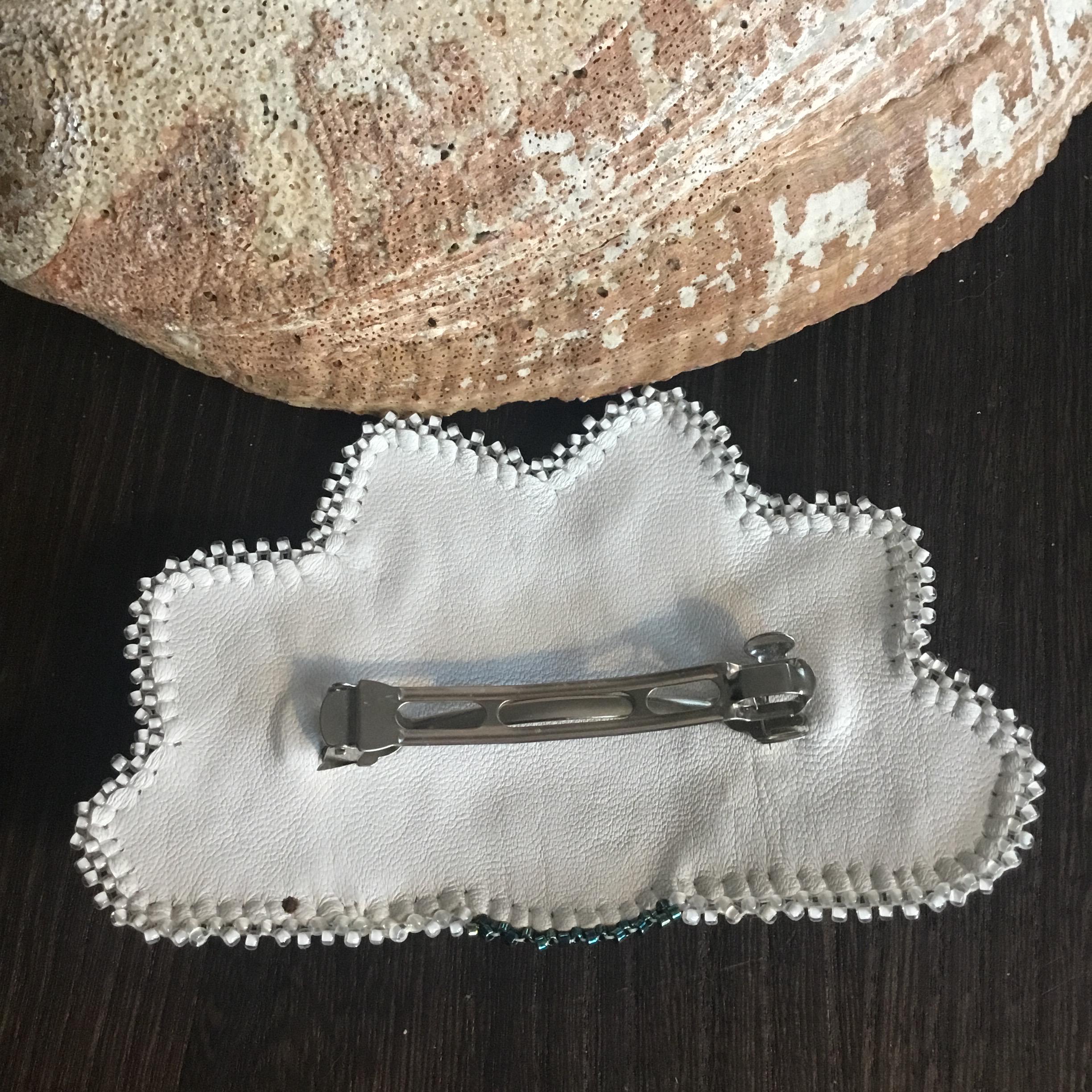 Beaded Feather Barrette: Rose Maiden Picture Cabochon  display picture 1