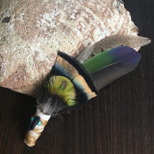 Handcrafted Meditation Wand, Smudge Feather Meditation Tool for Energy Cleansing, Sacred Meditation Wand with Natural Smudge Feathers