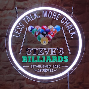 Billiard Room Neon Sign, Man Cave, Personalized Billiard Sign, Game Room Signs, Personalized Poolhall Sign For Game Room, Father's Day gift