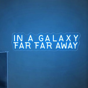 Insegna al neon &quot;In una galassia lontana lontana&quot;, decorazioni ispirate a Star Wars, decorazioni vintage per la sala giochi di Star Wars, fan art dei film V, insegna luminosa &quot;Una nuova speranza&quot;