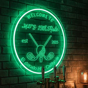 Personalized Golf 19th Hole LED Neon Sign: Custom Bar Decor