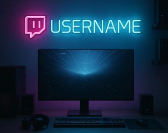 Custom Twitch Username Neon Sign, Gamer Room Decor