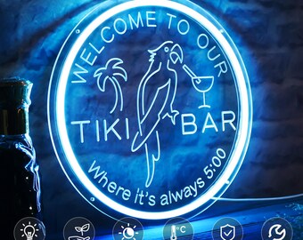 Custom Tiki Bar LED Neon Sign: Beach House Decor