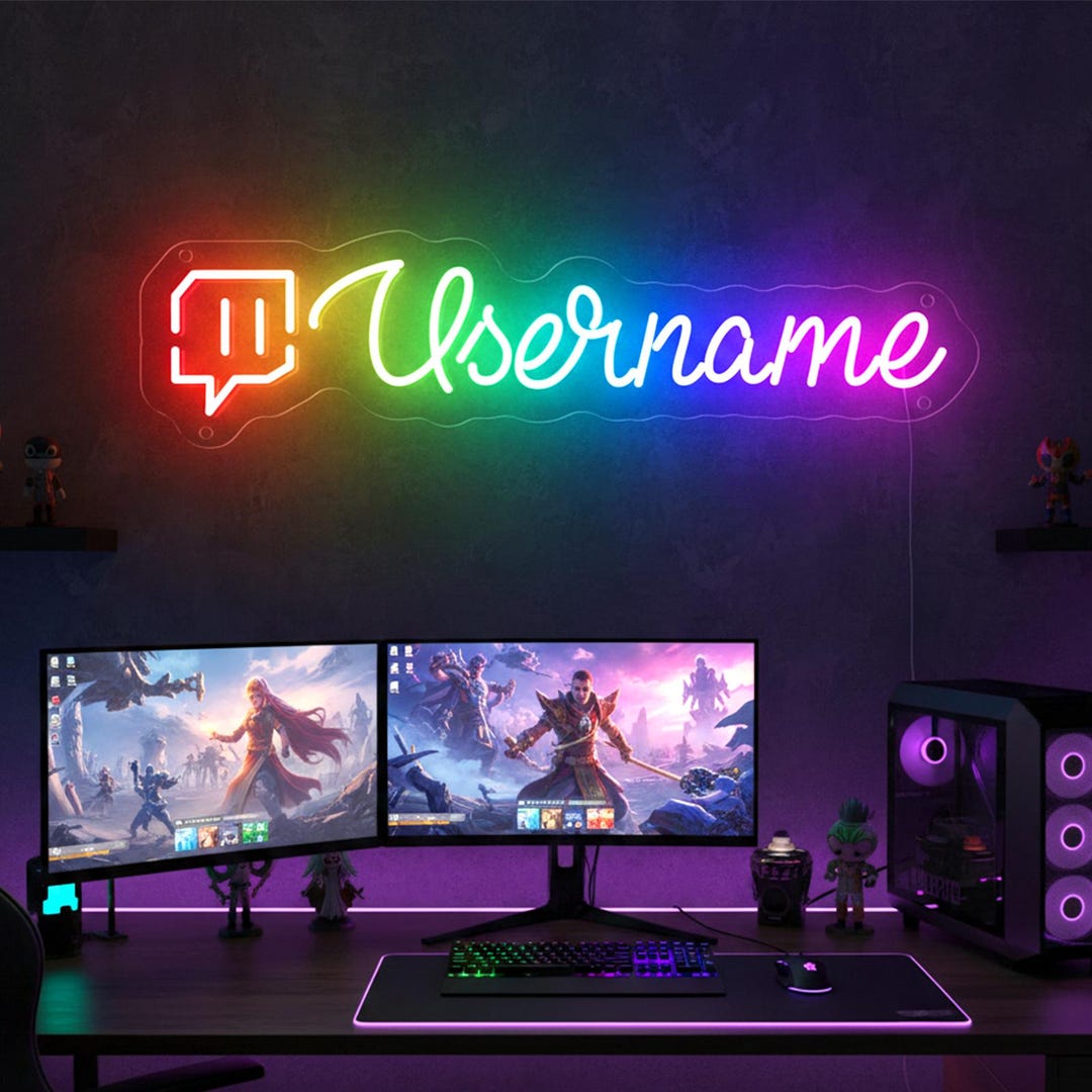 Personalized Gamer Tag Neon Sign, Custom RGB Gaming LED Sign, Username ...
