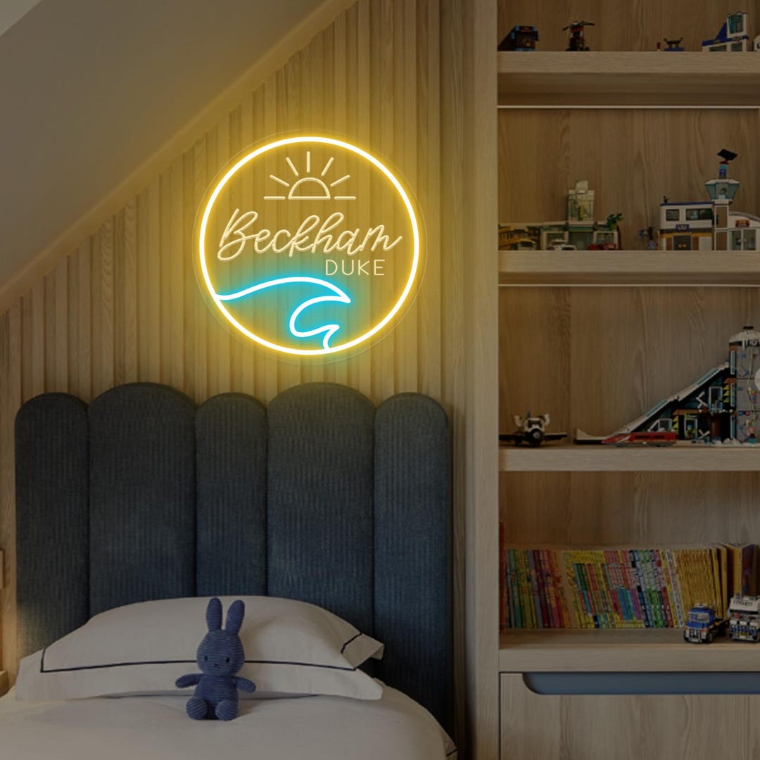 Ocean Waves Birth Neon Sign, Baby Name Announcement, Birth Announcement ...