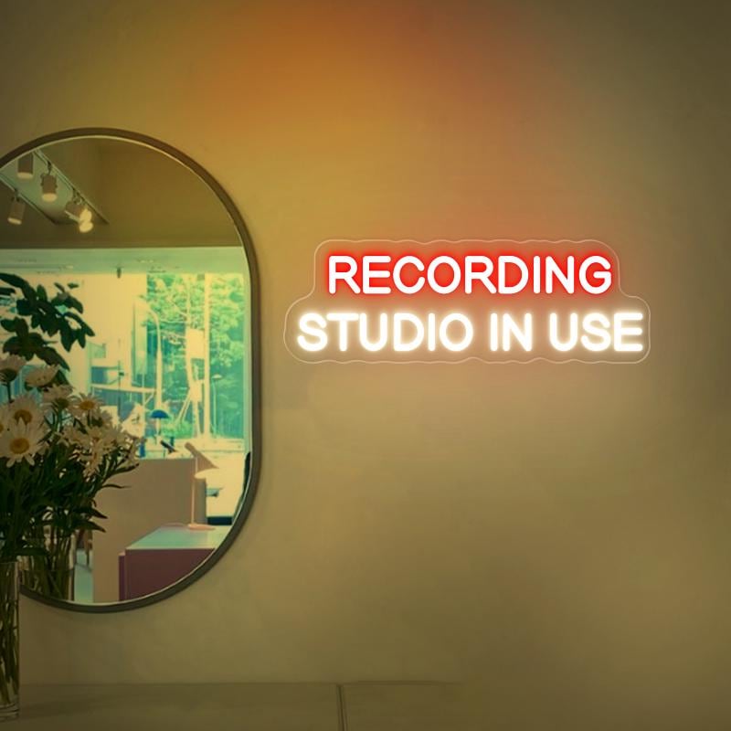"Recording Studio In Use" LED Neon Sign – Dimmable Wall Light For Music Rooms, DJ Booths, And Home Studios