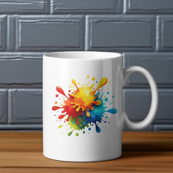 Paint Splatter Coffee Mug, Artist's Birthday Gift, Colorful Office coffee mug, Painting coffee cup, Best gift for artist, Ceramic coffee mug