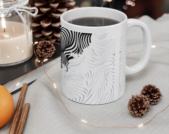 Zebra Stripes Coffee Mug, Unique animal Print Cup for Mom, Best gift for Dad, Christmas gift,Birthday, Zebra Print Ceramic Mug, 11oz