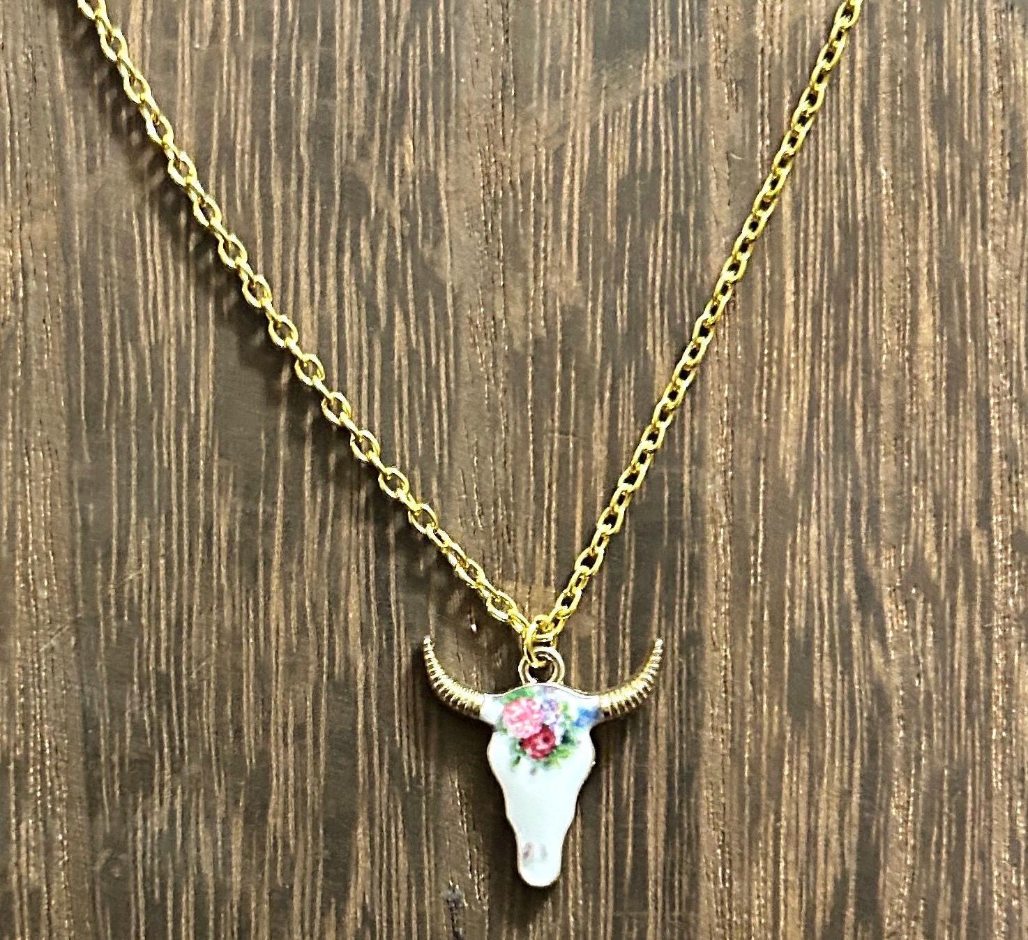 花柄ボヘミアンロングホーンネックレス - Etsy 日本