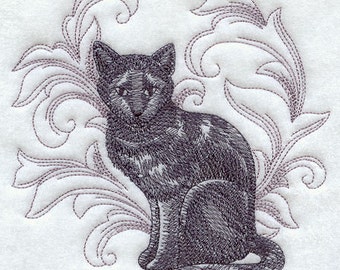 Adult Sweatshirt - Embroidered with a  Baroque Cat