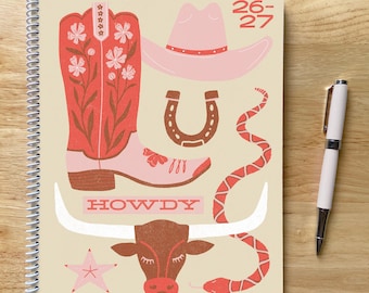 2026-2027 Western Planner: Cowgirl Longhorn Snake, 8.5x11 Letter Size