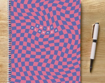 2026-2027 Wavy Checkerboard Planner, 8.5x11, Colorful Teen Gift