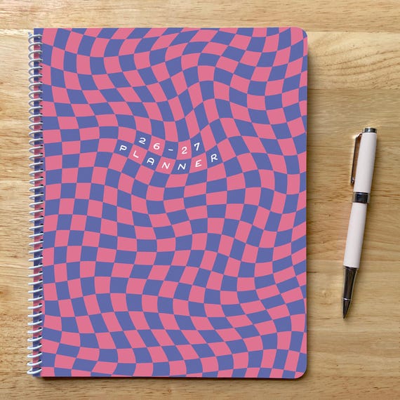 2026-2027 Wavy Checkerboard Planner, 8.5x11, Colorful Teen Gift