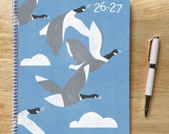 2026-2027 8.5x11in Academic Flying Geese Planner, July Start, One Page Week, Animal, Birds