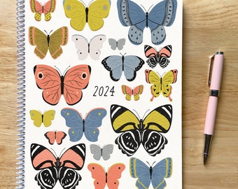 2024 8.5x11in Butterflies Planner, Letter Size, 12 Months, 8.5x11, Butterfly Collection, Monthly Weekly