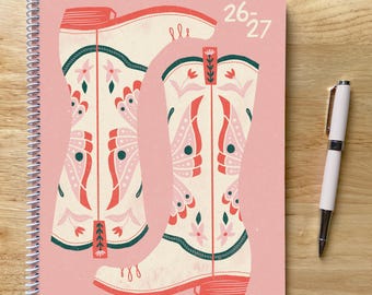 2026-2027 Western Planner: Butterfly, Cowboy Boots - 8.5x11in