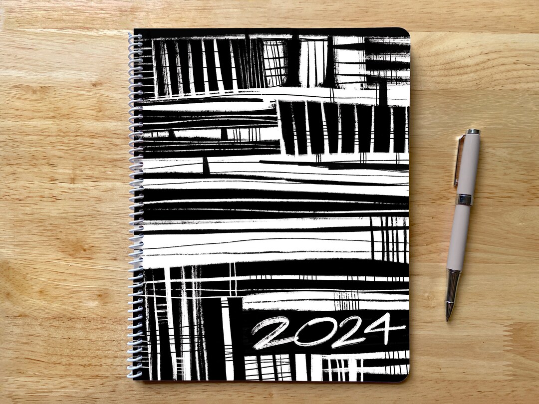 2024 8.5x11in Black Grunge Planner Letter Size 12 Months - Etsy