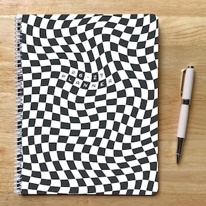 2026-2027 Wavy Checkerboard Planner, 8.5x11, Colorful Teen Gift Black & White