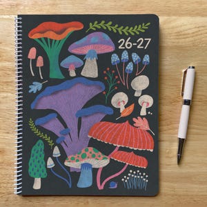 2026-2027 8.5x11in Mushrooms Academic Planner, July Start, 12 Months, One Page Week, Teacher Gift