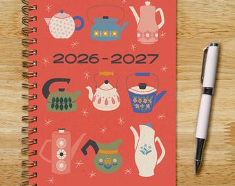 2026-2027 Vintage Teapots Academic Planner: Monthly Weekly, Spiral Bound (6.5x9in)