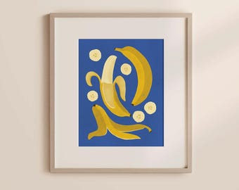 Bananas Art Print, Banana Lover Gift, Banana Trend Wall Decor, 8x10 unframed