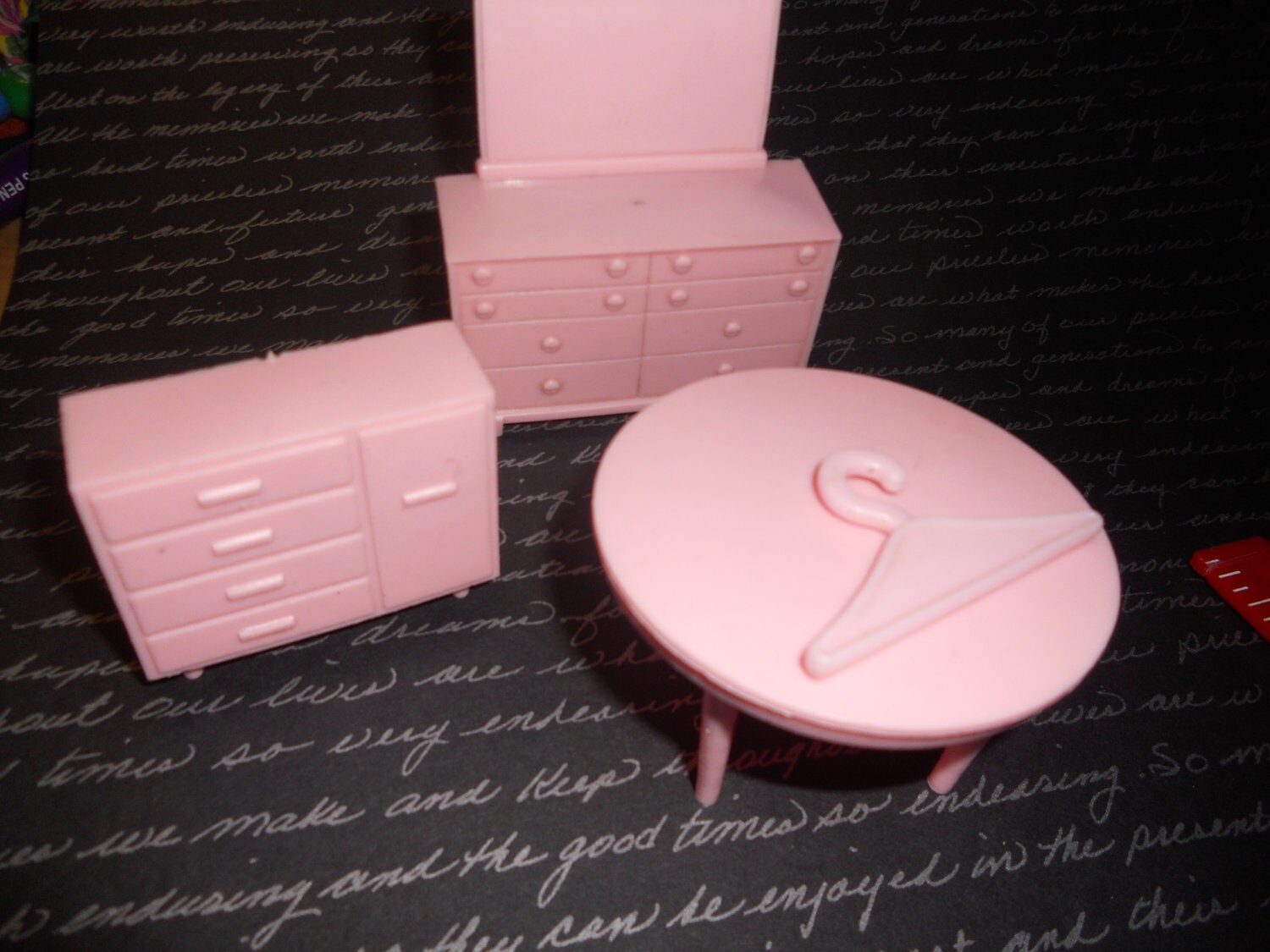 Vintage Pink Plastic Dollhouse Furniture 4 pieces Etsy
