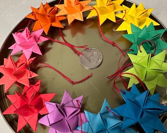 12 Tiny Rainbow Paper Moravian Stars